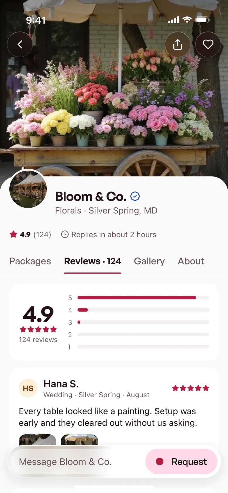 A florist's storefront in the bzar app