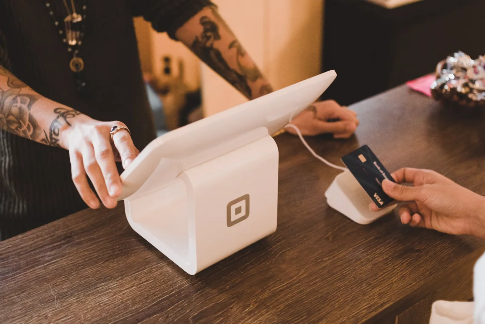 A card payment being taken at an event